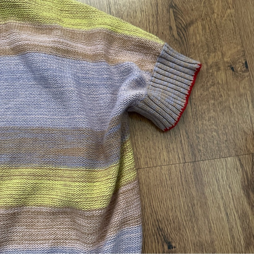 Raquel Allegra Multicolor Striped Sweater short sleeve top medium cotton blend - Picture 2 of 9